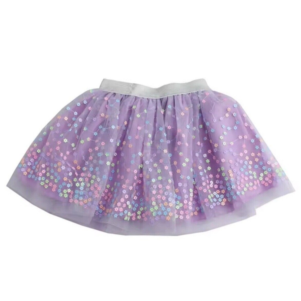 Los Angeles Boutique Tutu Tulle Sprinkle Flower Sequin Skirt Party NEW 4T Girls